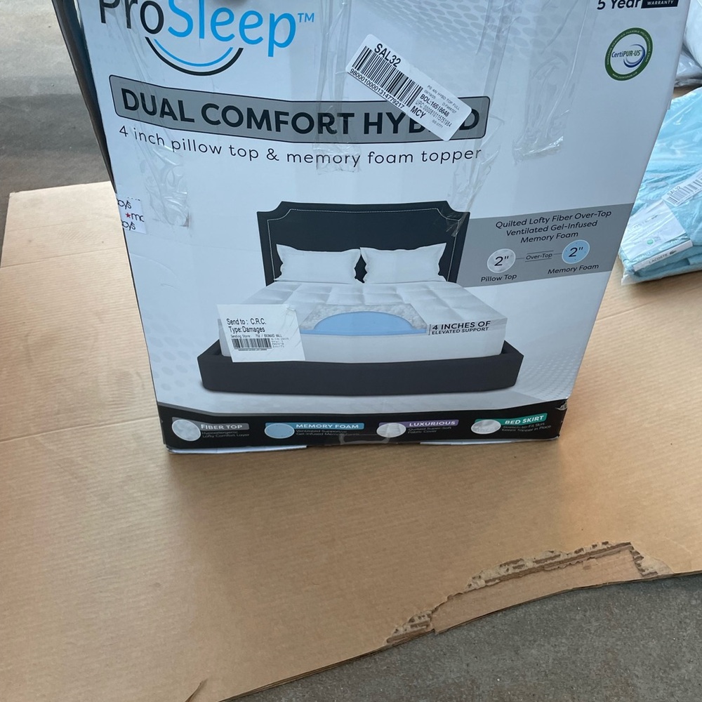 Dual Comfort Hybrid Mattress Topper - White and Blue